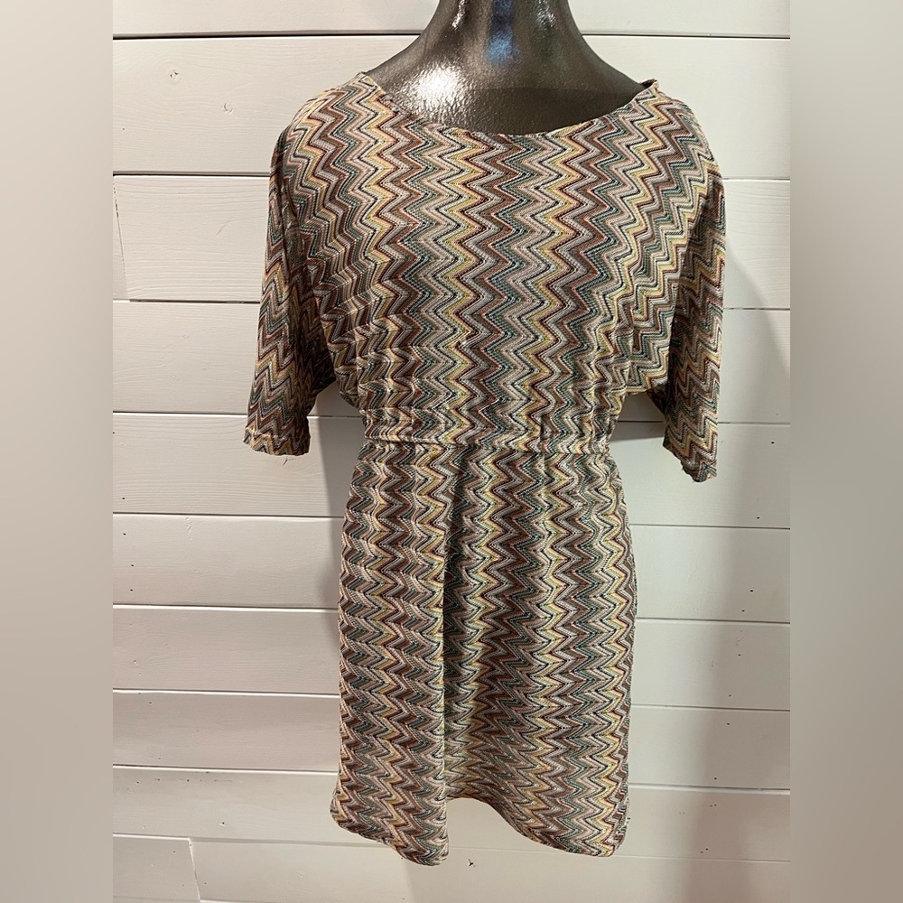 GRIFFLIN PARIS – Zigzag Open-Sleeve Knit Dress – Size L ☀️